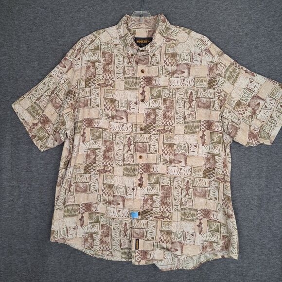 Woolrich John Rich & Bros Men's Vintage 80s Button Up Shirt Fish Size XL - Picture 2 of 10
